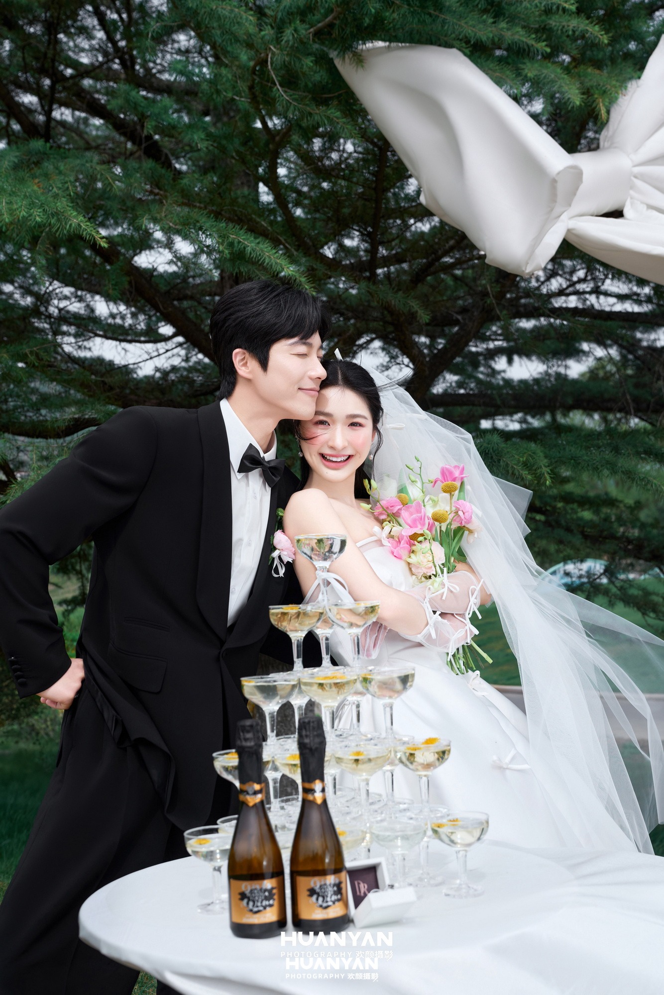 户外自然韩式温柔婚纱照实拍（蝶结与风系列）