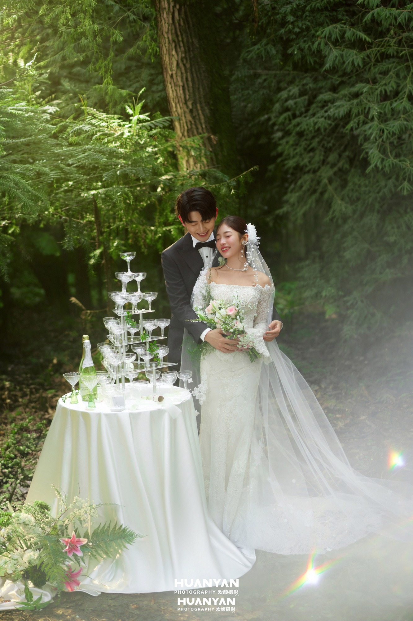 户外自然清新自然婚纱照实拍（林间一问系列）