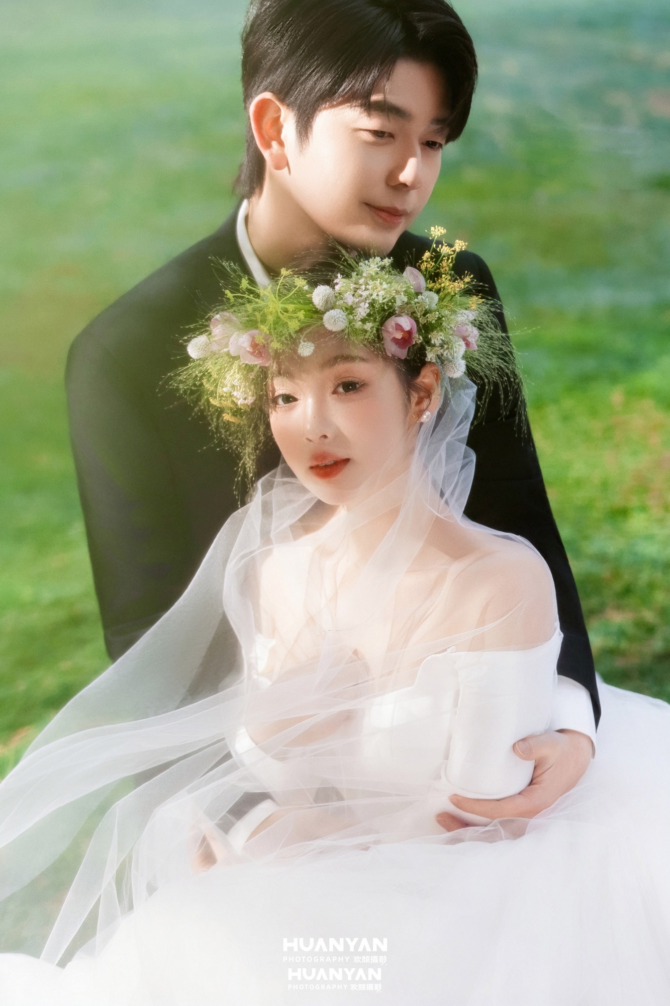 户外自然清新自然婚纱照实拍（花冠与风系列）