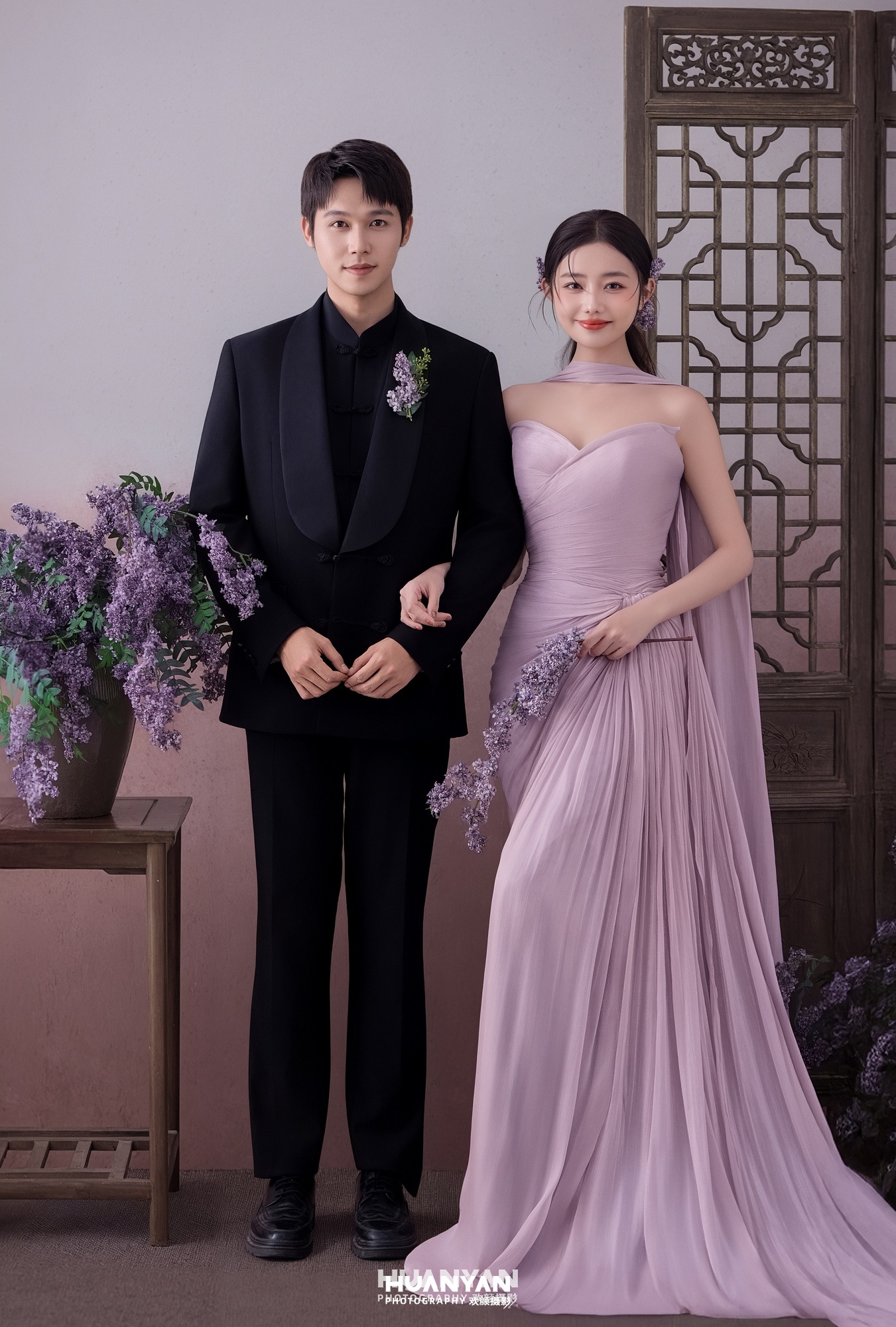紫雾罗衣：新中式婚纱照室内影棚实拍