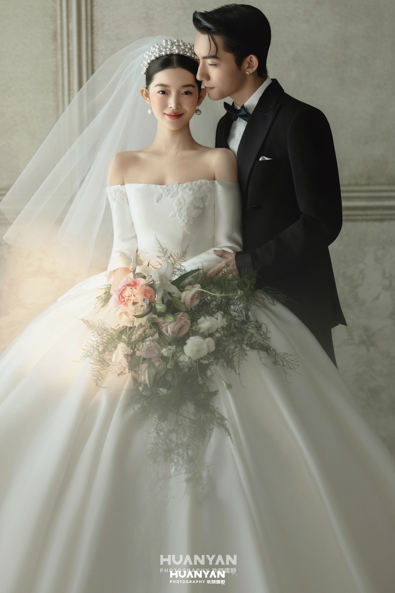 室内影棚浪漫唯美婚纱照实拍（拾纱系列）