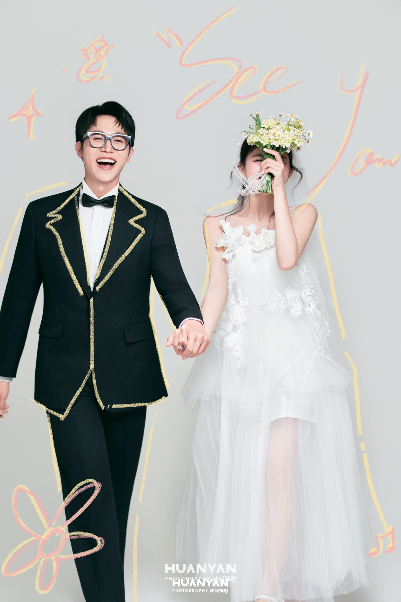 粉笔心事：韩式温柔婚纱照室内影棚实拍