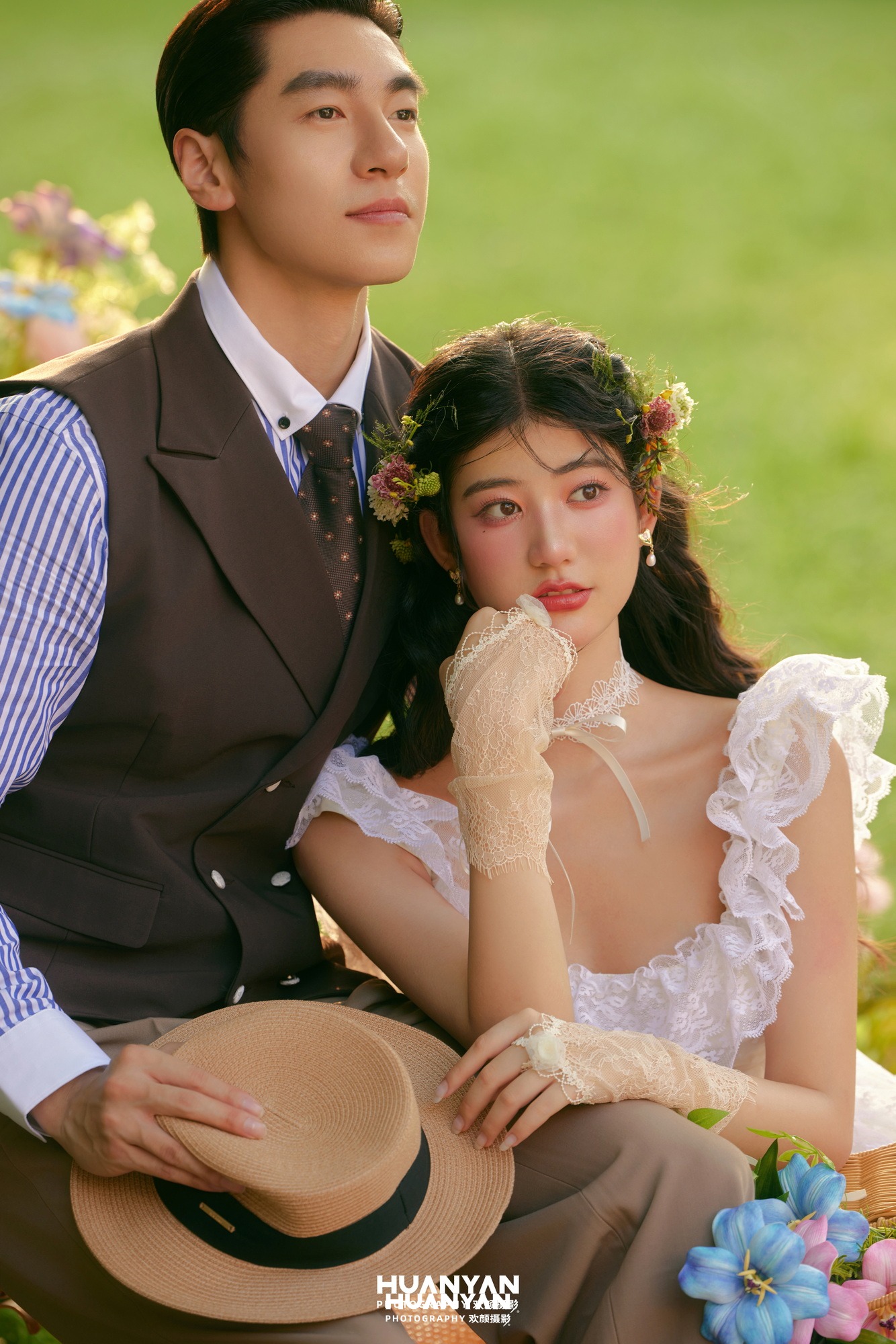绿荫茶会：清新自然婚纱照户外自然实拍
