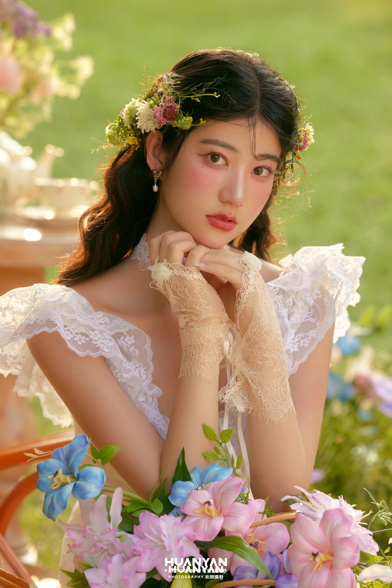 户外自然清新自然婚纱照实拍（绿荫茶会系列）